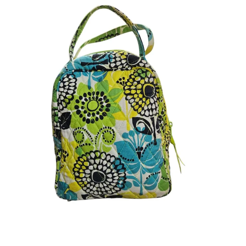 Vera Bradley Lunch Bag Limes Up Insulated Green Yellow Blue Floral Quilted